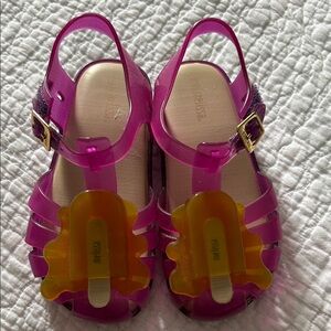 Melissa Kids Magenta Jelly Sandals with Amber Charm